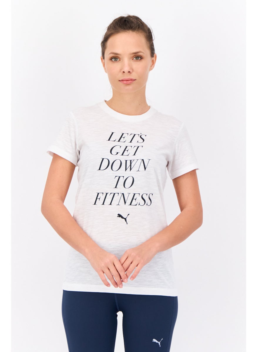 PUMA Women Sportswear Fit Short Sleeve Training T-Shirt, White/Black  - Image 1