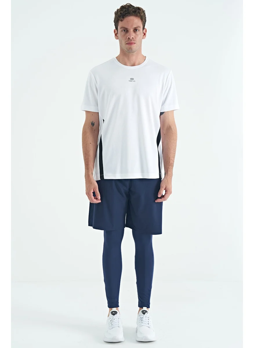 Tommy Life Indigo Logo Printed High Waist Slim Fit Active Sports Men's Leggings - 84989