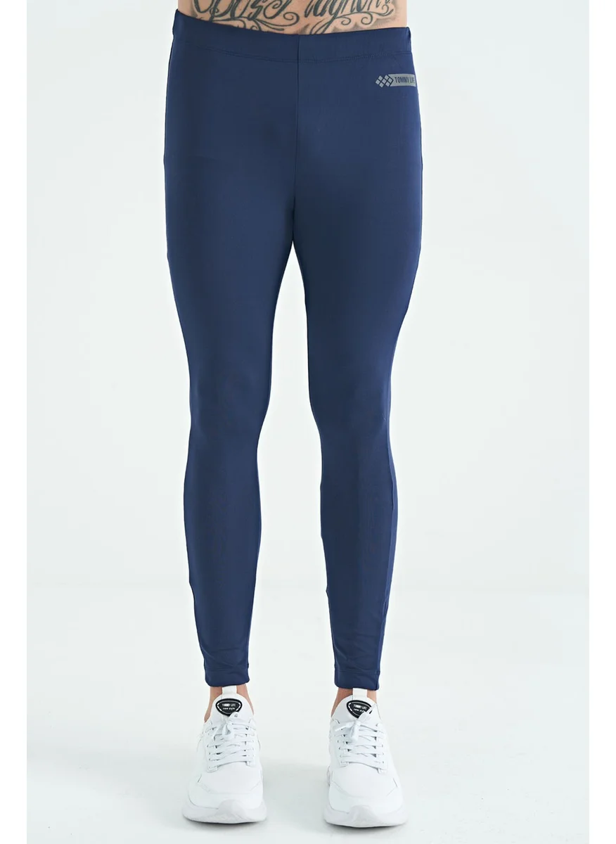 Tommy Life Indigo Logo Printed High Waist Slim Fit Active Sports Men's Leggings - 84989