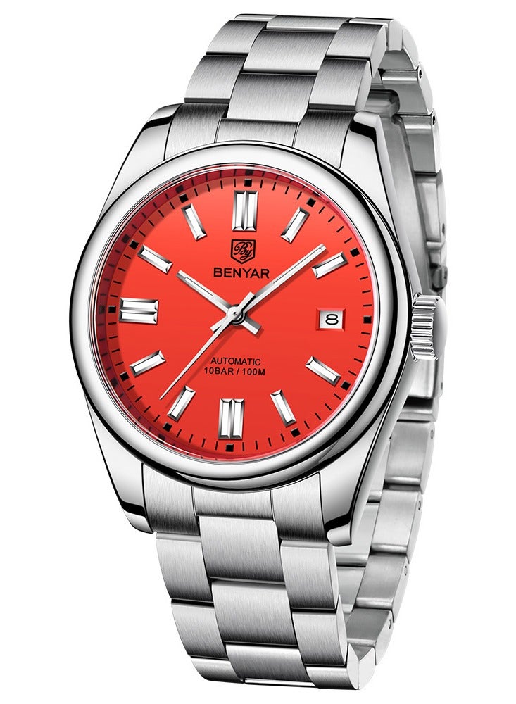BENYAR Classic Men's Automatic Mechanical Watch Stainless Steel Strap Waterproof Luminous Simple Business Sports Wristwatch - Image 1