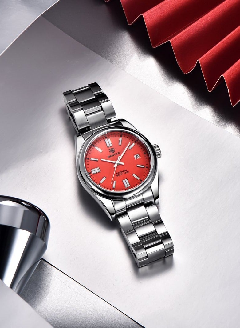 BENYAR Classic Men's Automatic Mechanical Watch Stainless Steel Strap Waterproof Luminous Simple Business Sports Wristwatch - Image 4