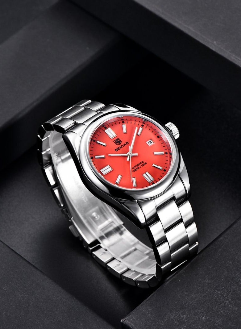BENYAR Classic Men's Automatic Mechanical Watch Stainless Steel Strap Waterproof Luminous Simple Business Sports Wristwatch - Image 5