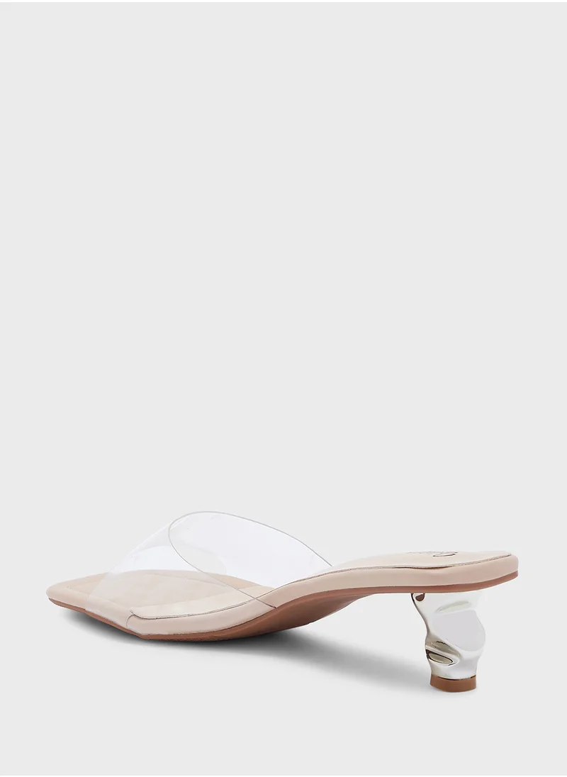 جينجر Interest Heel Mule Heel Sandal