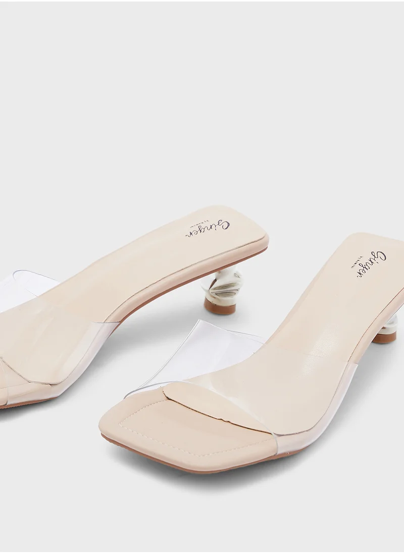 جينجر Interest Heel Mule Heel Sandal