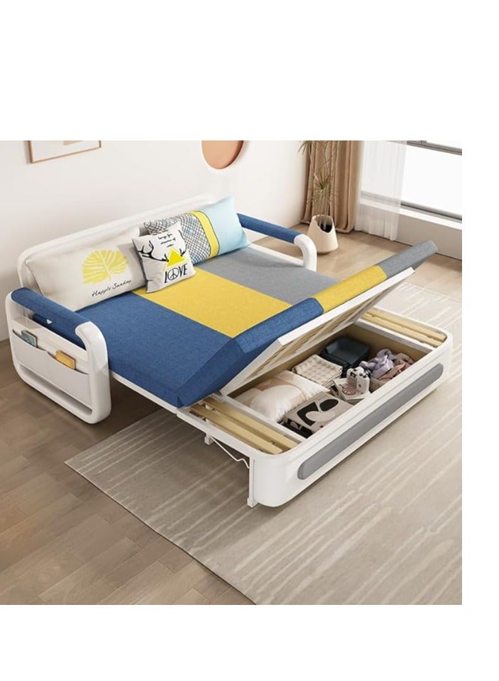 سرير أريكة، أريكة سرير، سرير أريكة قابل للسحب 2 في 1 مع كرسي استرخاء للتخزين لغرفة المعيشة، سرير أريكة قابل للسحب، سرير أريكة فوتون قابل للطي، أريكة مريحة تتحول إلى سرير، أريكة من الكتان - Image 3