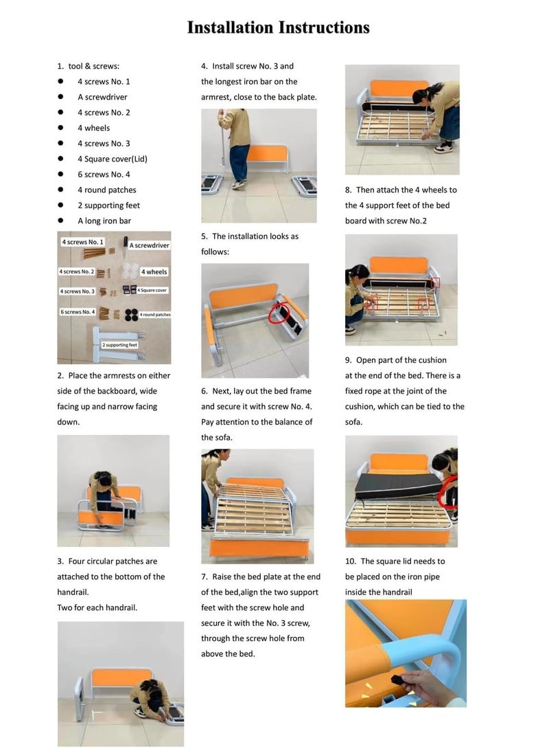 سرير أريكة، أريكة سرير، سرير أريكة قابل للسحب 2 في 1 مع كرسي استرخاء للتخزين لغرفة المعيشة، سرير أريكة قابل للسحب، سرير أريكة فوتون قابل للطي، أريكة مريحة تتحول إلى سرير، أريكة من الكتان - Image 5