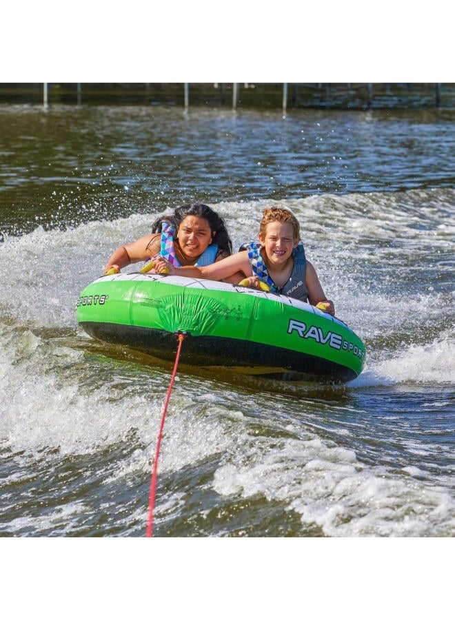 RAVE Sports Frantic Boat Towable Tube for 2 Riders, Green/White, 56-Inch - Image 5
