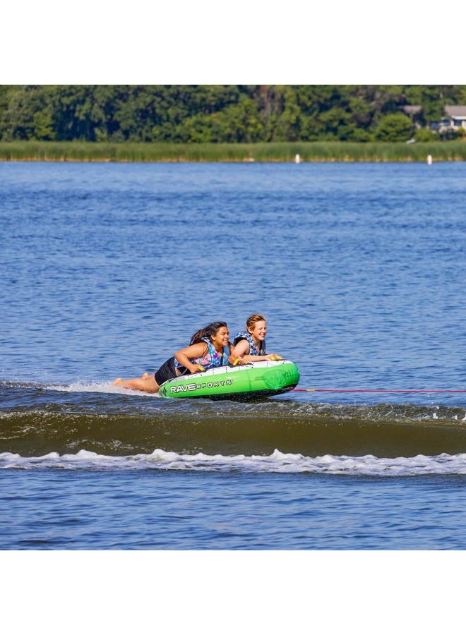 RAVE Sports Frantic Boat Towable Tube for 2 Riders, Green/White, 56-Inch - Image 4