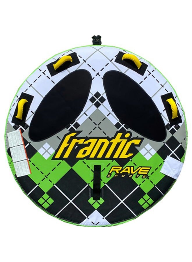 RAVE Sports Frantic Boat Towable Tube for 2 Riders, Green/White, 56-Inch - Image 1