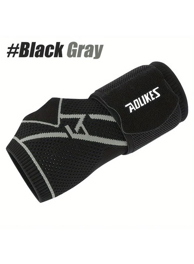 Black Gray M Wrist Brace Wraps Compression Sleeves With Straps For Fitness Weightlifting - Image 1