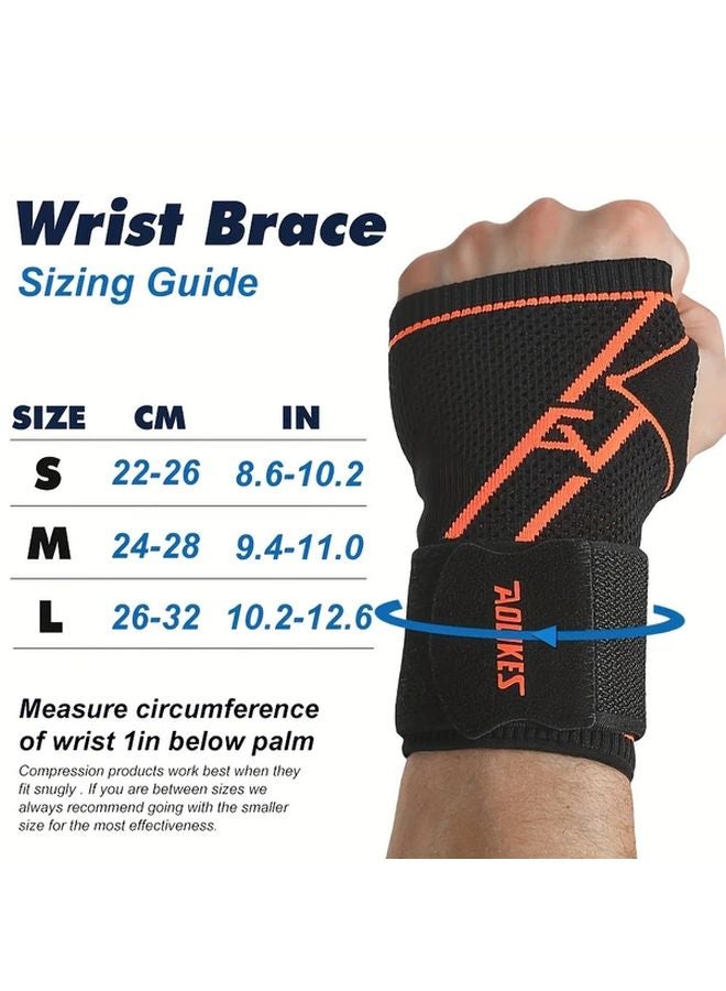 Black Gray M Wrist Brace Wraps Compression Sleeves With Straps For Fitness Weightlifting - Image 3