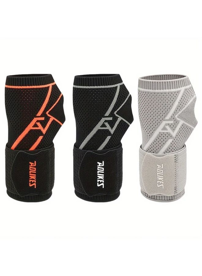 Black Gray M Wrist Brace Wraps Compression Sleeves With Straps For Fitness Weightlifting - Image 4