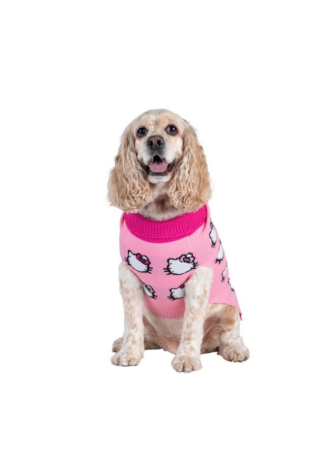 Hello Kitty Hello Kitty and Friends Hello Kitty Dog Sweater - Pink Knit Fabric Pet Sweater with Character Design - Officially Licensed Sanrio Product from Jazwares - Image 1