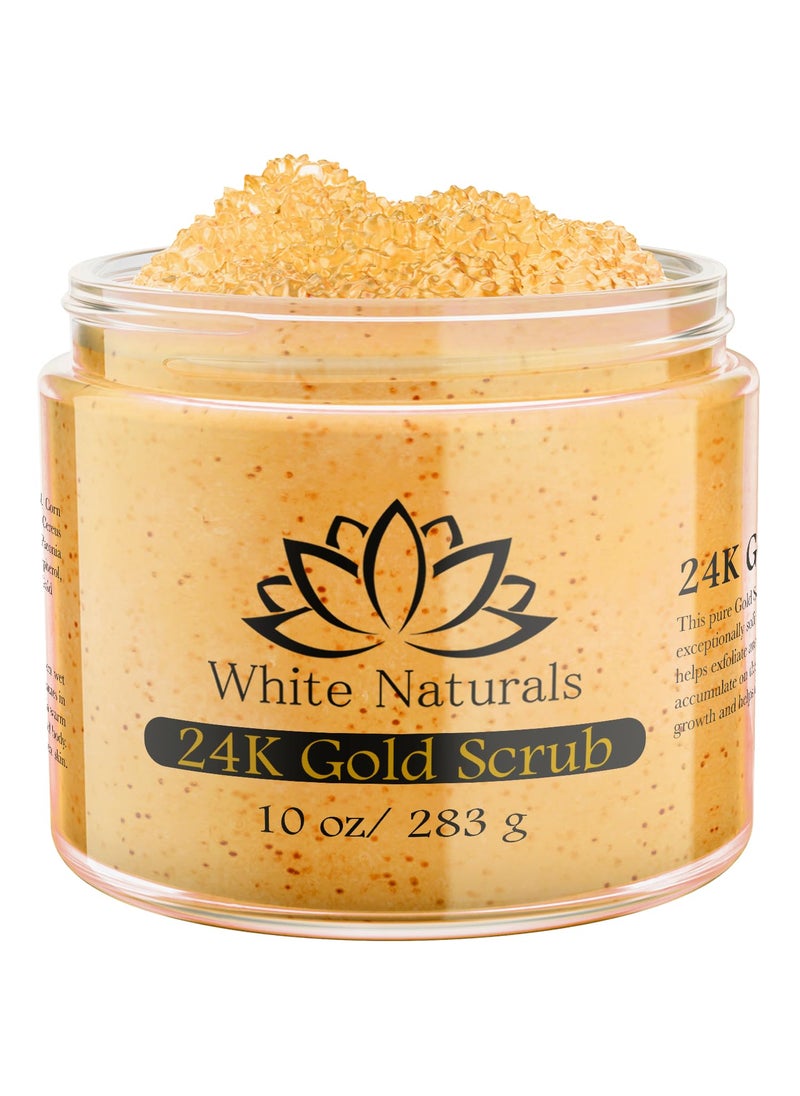 White Naturals - 24K Gold Body Scrub Natural Exfoliating Face Sugar Scrub With AntiAging Properties Pure Skin Moisturizer Reduce Wrinkles Deep Pore Cleansing Moisturizing Hydrating Skincare Great Gift for Women - Image 1