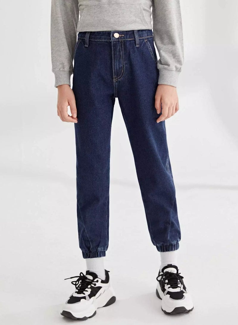 Girls High Waist Elastic Hem Jeans  - Image 1