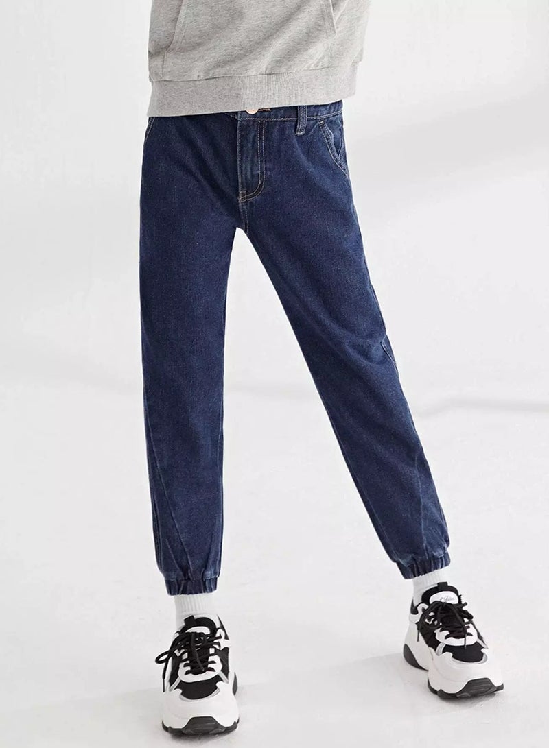 Girls High Waist Elastic Hem Jeans  - Image 3
