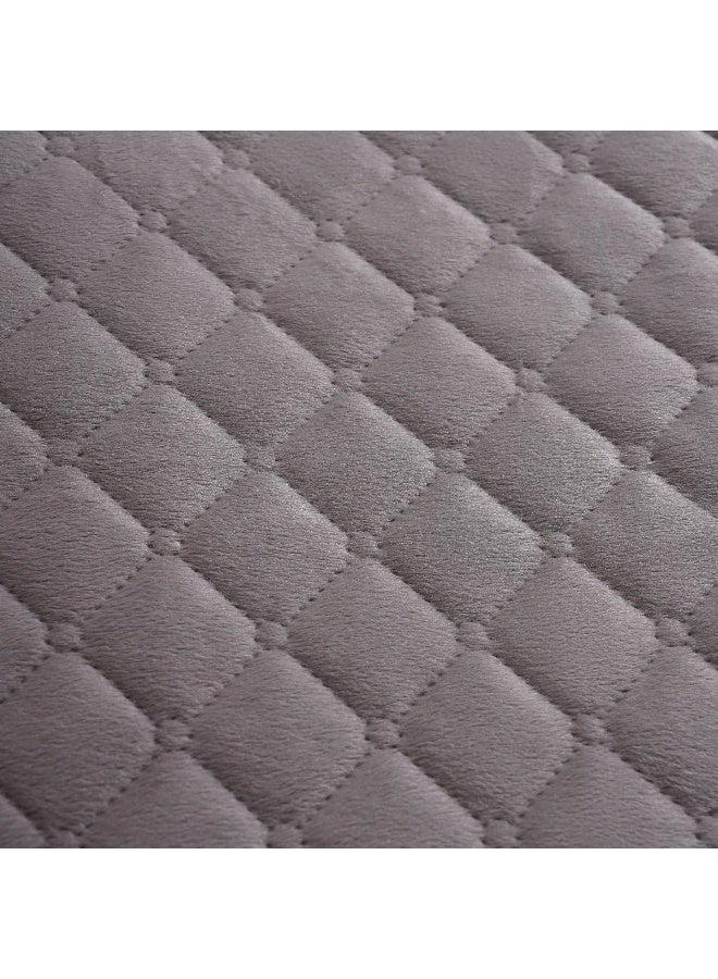 Pan Home طقم أغطية سرير مخملية مبطنة من فيرونيكا 3 قطع 220x240 سم - رمادي - Image 3
