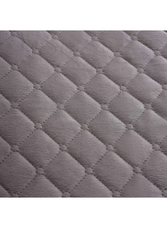 Pan Home Veronica 3-piece Velvet Quilted Bedspread Set 220x240cm - Grey - 121GGO9900237 - Image 4