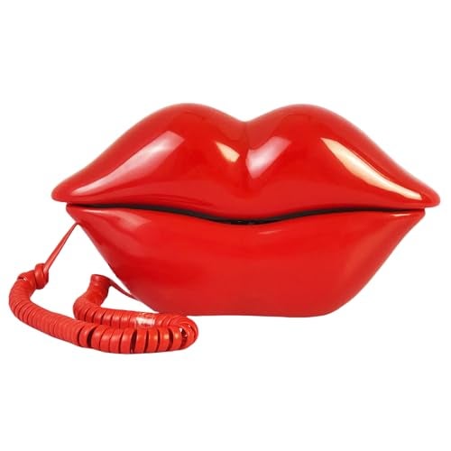 TelPal Red Mouth Telephone Wired Novelty Sexy Lip Phone Gift Cartoon Shaped Real Corded Landline Home Office Phones Furniture Decor - Image 1