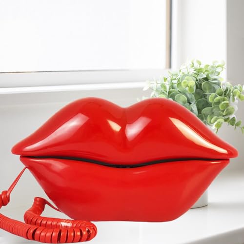 TelPal Red Mouth Telephone Wired Novelty Sexy Lip Phone Gift Cartoon Shaped Real Corded Landline Home Office Phones Furniture Decor - Image 2
