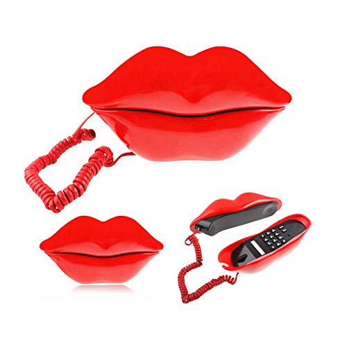 TelPal Red Mouth Telephone Wired Novelty Sexy Lip Phone Gift Cartoon Shaped Real Corded Landline Home Office Phones Furniture Decor - Image 3