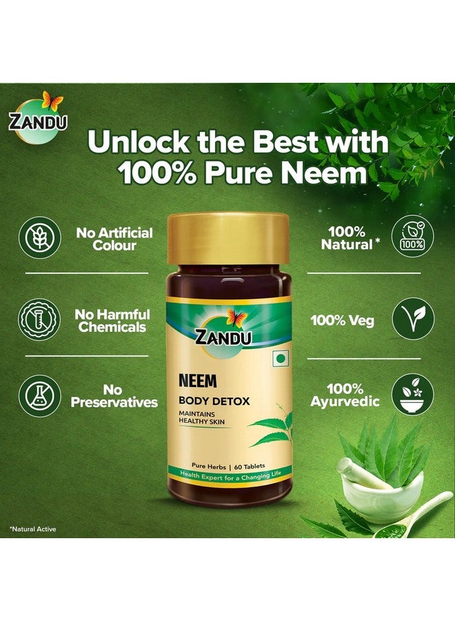 Zandu Indica (Neem) Tablets with Pure Neem Extract | Herbal Body Detox Supplement for Healthy Skin | Builds Immunity & Digestive Wellness | Plant-Based Formula | 60 Vegan Tabs - Image 4