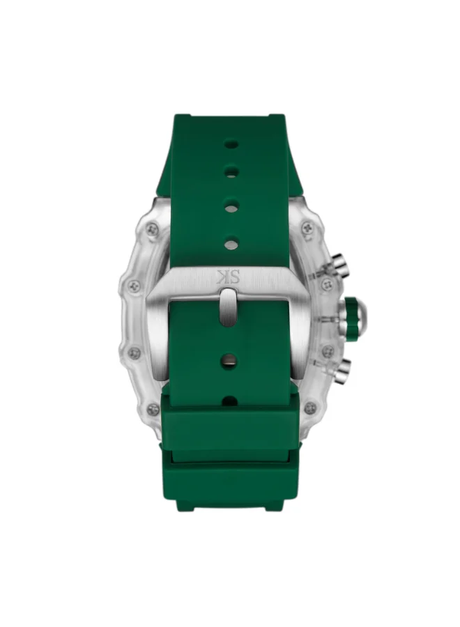 KENNETH SCOTT Men's Multi Function Display Watch With Green Silicone Strap Strap - K25103-ZSHI