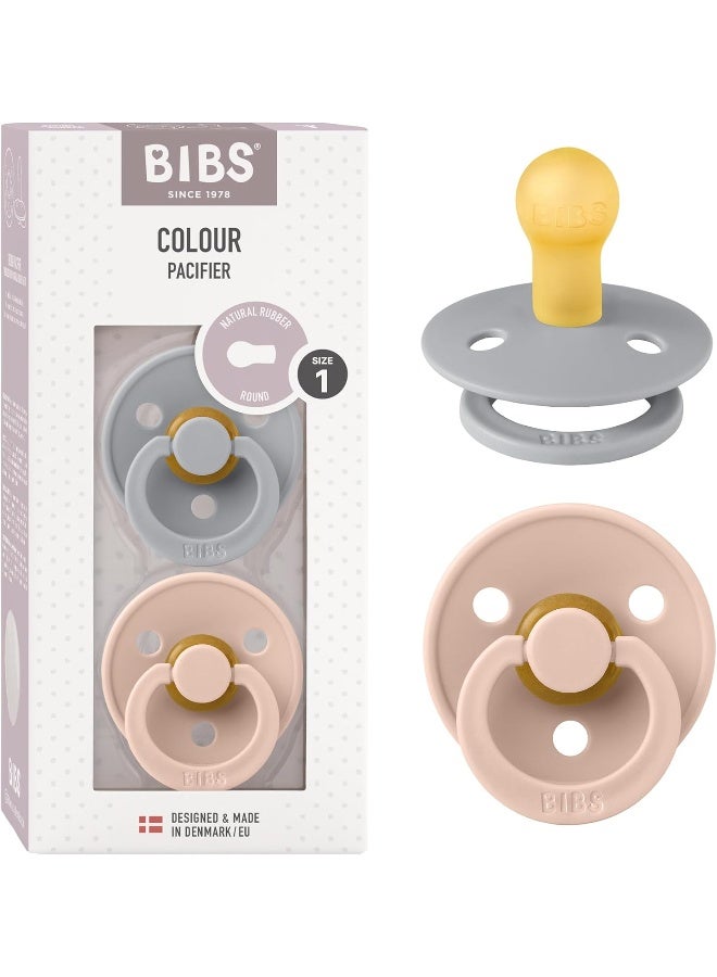 BIBS Pacifiers | Natural Rubber Baby Pacifier | Set of 2 BPA-Free Soothers | Made in Denmark | Cloud/Blush | Size 0-6 Months - Image 1