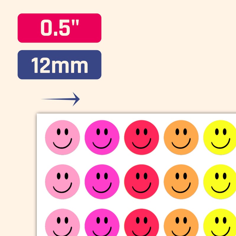 TownStix 2000 Pieces, 1/2 inch - Smiling Happy Smile Face Stickers for Reward - 10 Colors - Image 2