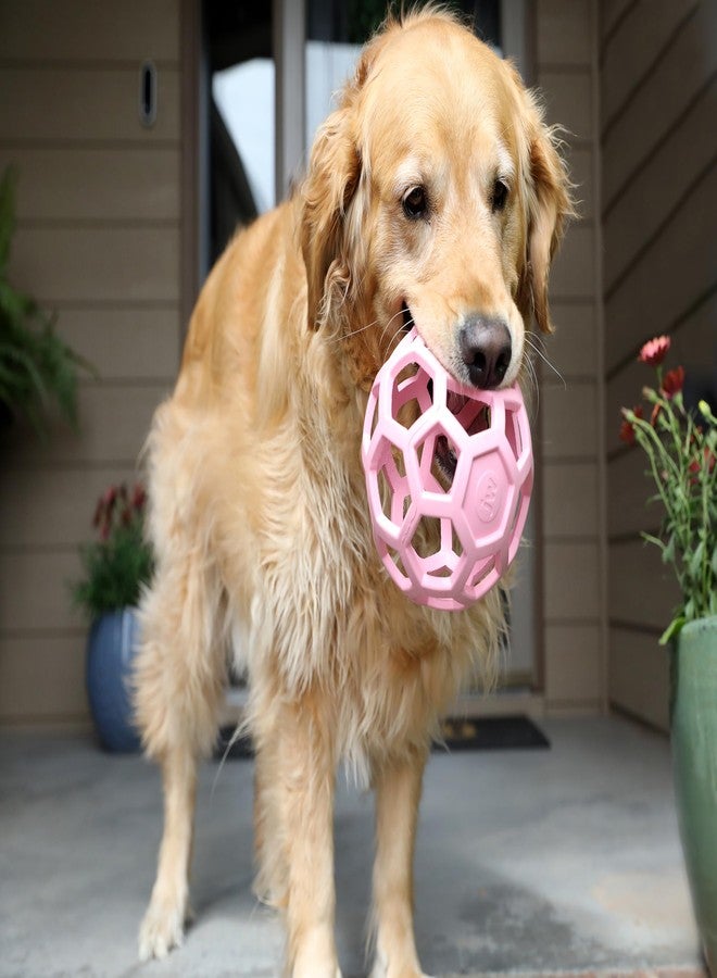 JW Pet HOL-ee Roller™, Dog Toy Puzzle Ball, Natural Rubber, Large (5.5” Inch Diameter), Pink - Image 3