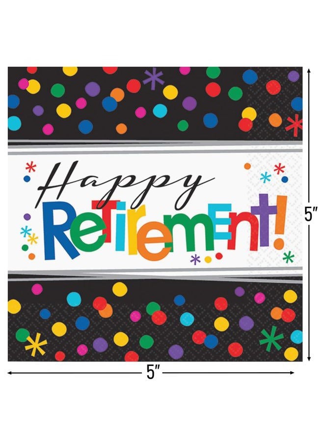 Amscan Officially Retired Multicolor Beverage Napkins - 5"x5" (Pack of 16), Perfect For Retirement Parties & Milestone Celebrations - Image 2