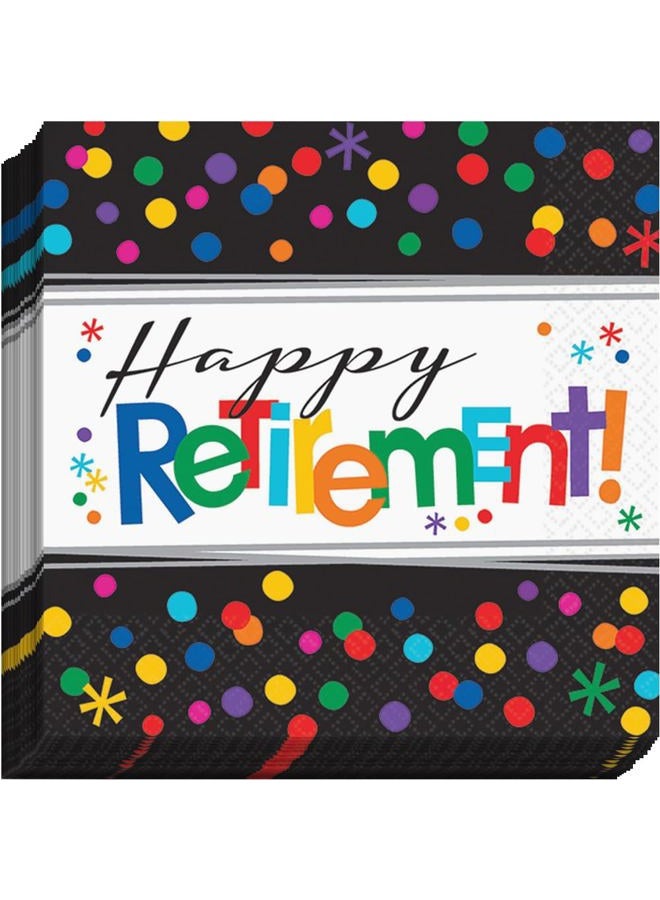 Amscan Officially Retired Multicolor Beverage Napkins - 5"x5" (Pack of 16), Perfect For Retirement Parties & Milestone Celebrations - Image 1