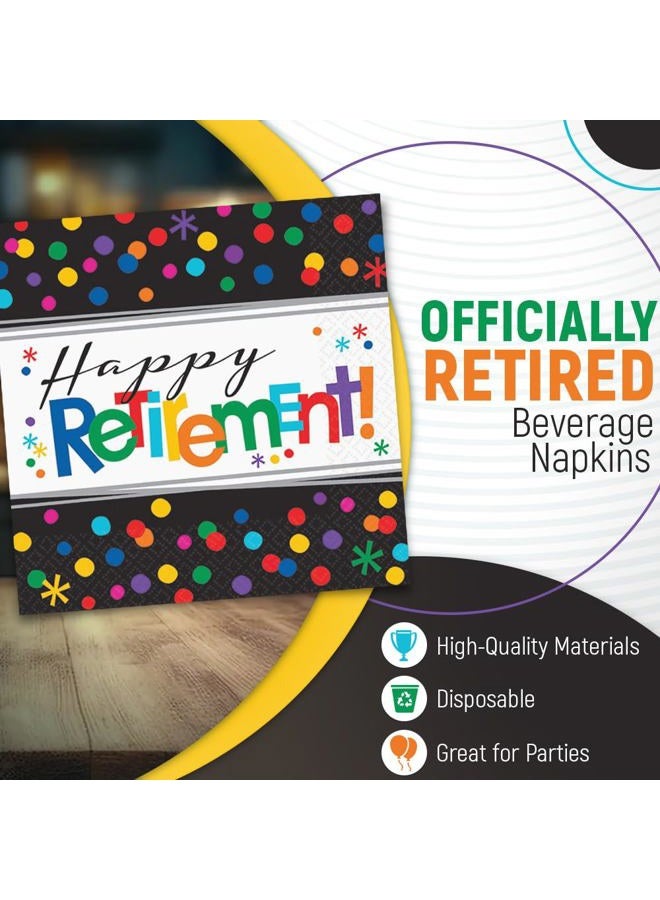 Amscan Officially Retired Multicolor Beverage Napkins - 5"x5" (Pack of 16), Perfect For Retirement Parties & Milestone Celebrations - Image 5
