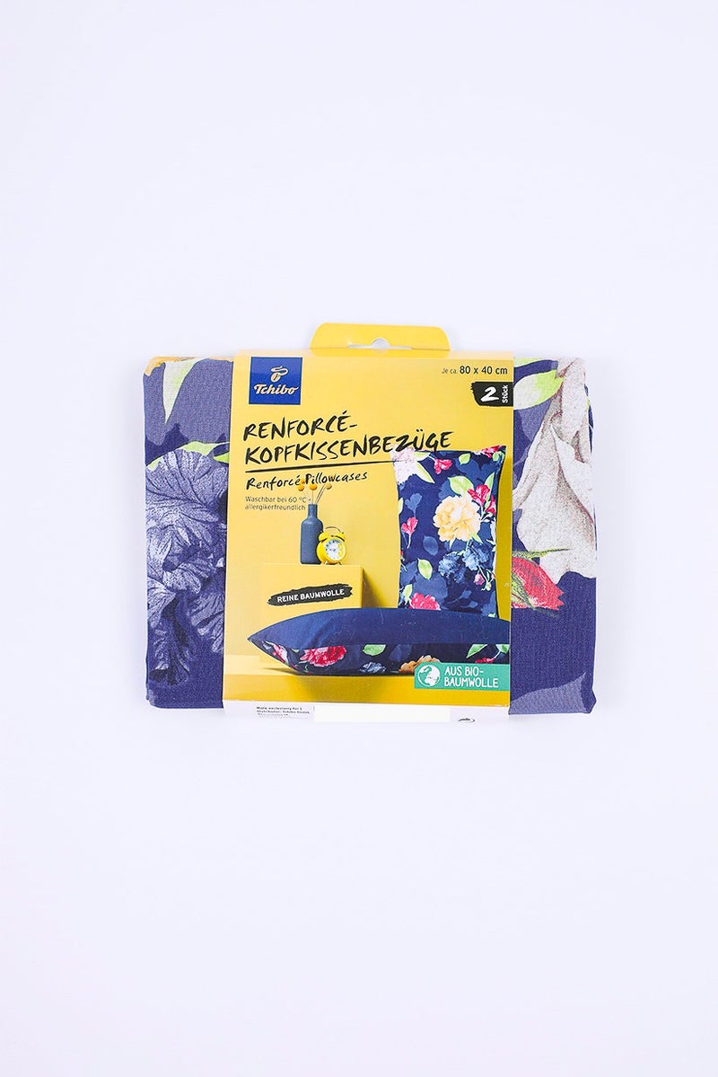 Tchibo 2 Renforce Pillowcases 80 x 40 cm, Navy  - Image 2