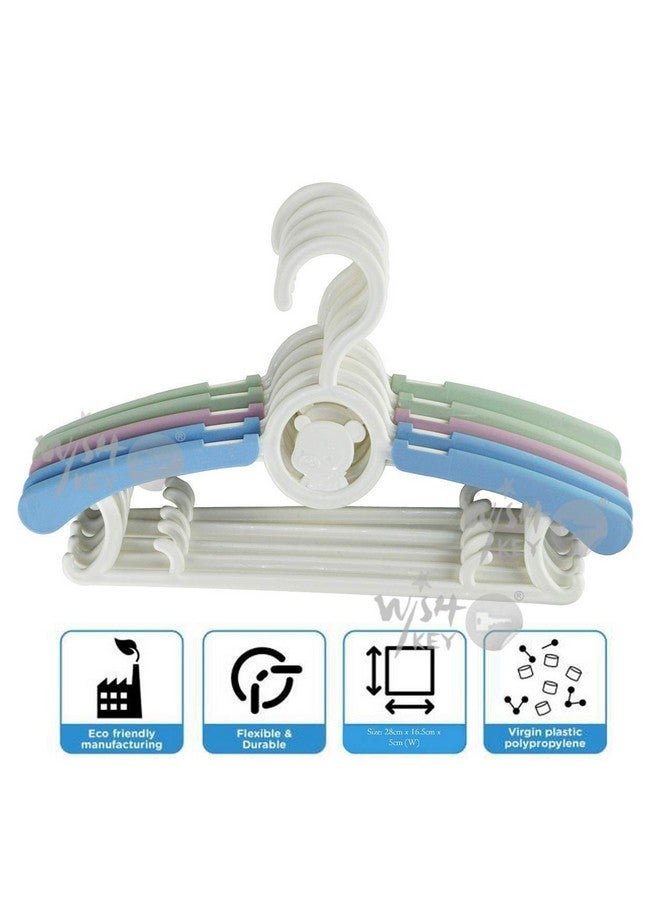 WISHKEY Telescopic Adjustable Anti Slip Plastic Hanger with Hooks for Kids Clothes Wardrobe Rack Set of 12 (Pack of 12, Multicolor) - Image 4