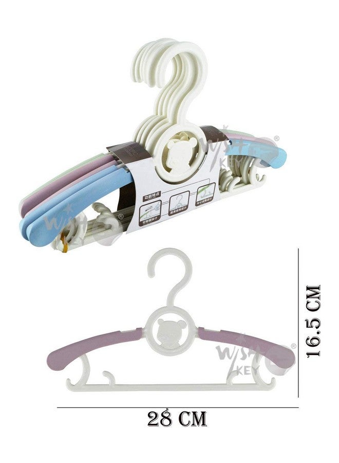 WISHKEY Telescopic Adjustable Anti Slip Plastic Hanger with Hooks for Kids Clothes Wardrobe Rack Set of 12 (Pack of 12, Multicolor) - Image 2