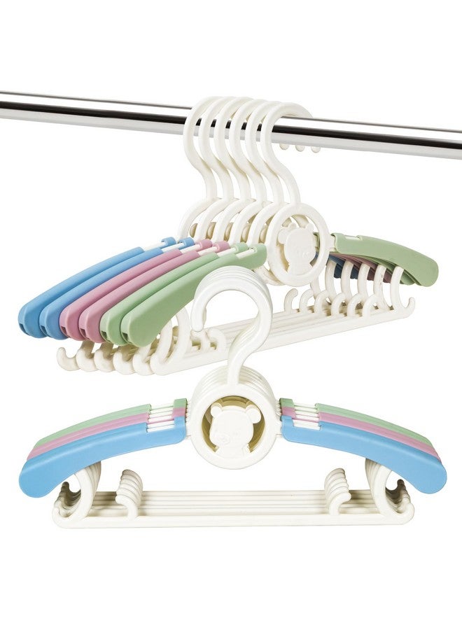 WISHKEY Telescopic Adjustable Anti Slip Plastic Hanger with Hooks for Kids Clothes Wardrobe Rack Set of 12 (Pack of 12, Multicolor) - Image 1