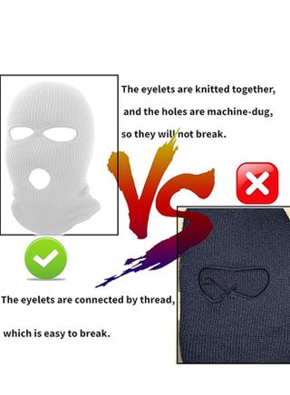 3 Hole Winter Knitted Mask, Outdoor Sports Full Face Cover Ski Mask Warm Knit Balaclava for Adult - view 2