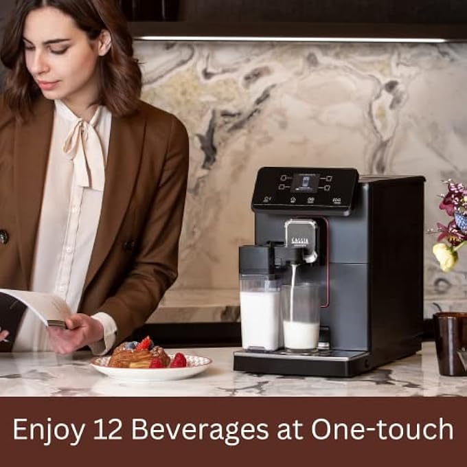 جاجيا ماجينتا بريستيج صنع في إيطاليا 12 مشروبًا في متناول يدك قم بتخصيص قهوة الإسبريسو بالطريقة التي تفضلها آلة صنع قهوة أوتوماتيكية بالكامل من الحبوب إلى الكوب شطف سهل وإزالة الترسبات الكلسية - Image 3