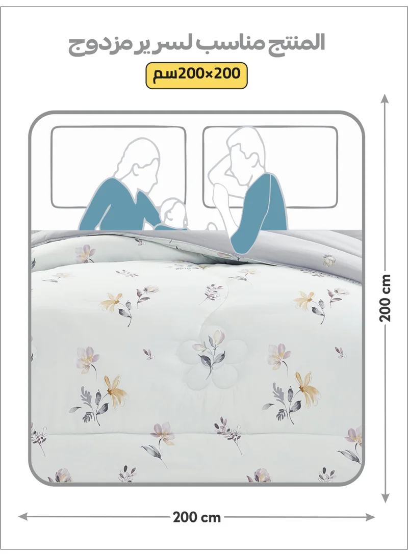 Donetella Comforter Set 6-Pcs Double Size All Season Reversible Microfiber Printed Comforter Bedding Set With Super Soft Down Alternative Filling Snow Drift 260x240 cm