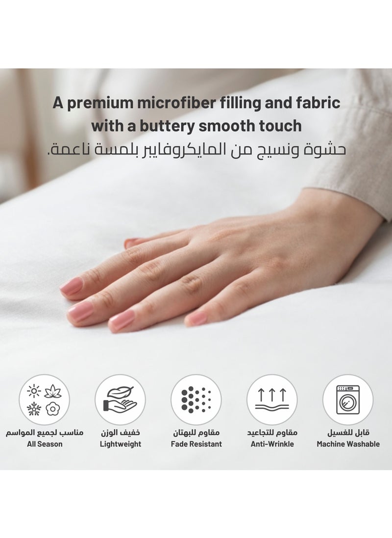دوناتيلا - طقم مفرش سرير صيفي نفرين 260×240 سم 6 قطع ابيض سنو/رصاصي - Image 1