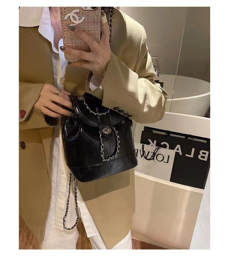 Korean Style Small Crowdbag Denim Canvas Chain Bag High-End Sense Backpack Casual All-Match Small Backpack Fashion Travel - Image 1