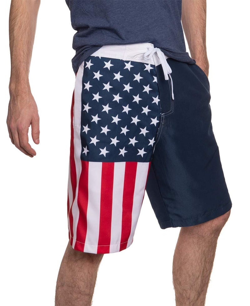 Calhoun Men's Americana USA Flag Fourth of July Swim Board Shorts (USA, XX-Large) - Image 4