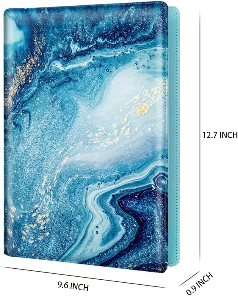 WAVEYU Padfolio Business, Resume Portfolio Folder, Leather Interview Organizer with Legal Pad Clipboard for Men Women, Blue Marble - Image 3