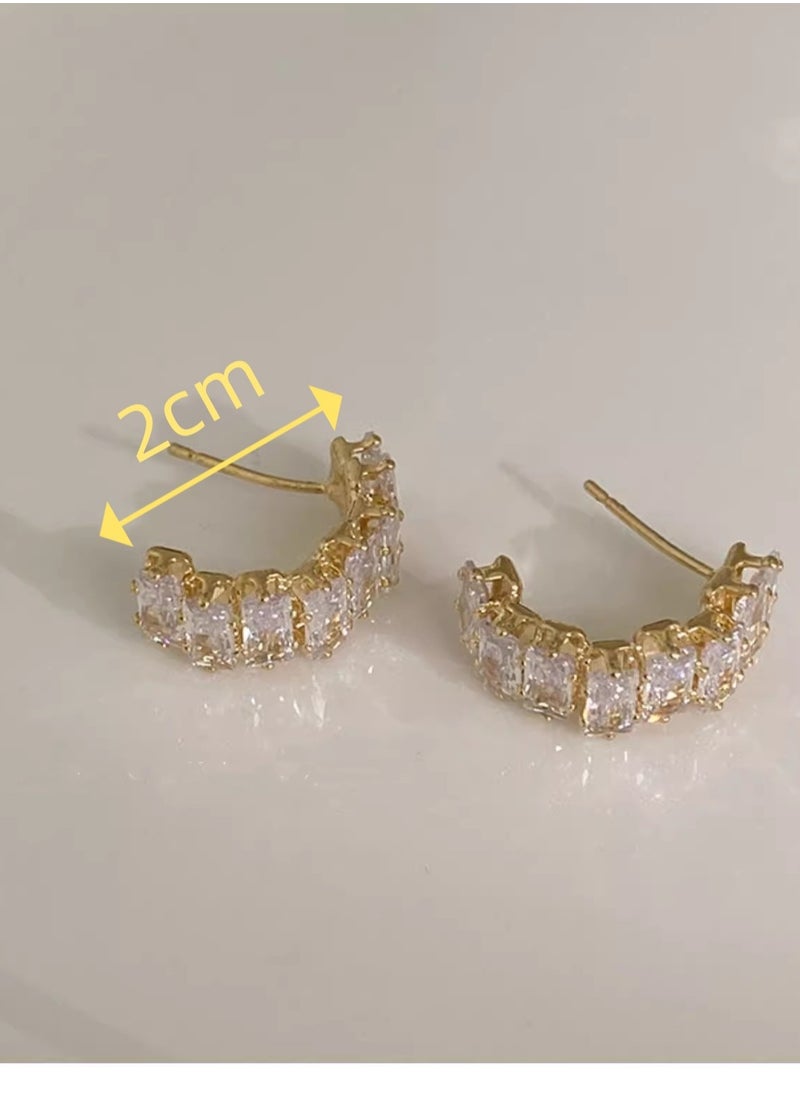 Generic - Earrings for Girls,Shiny Earrings, Women's Gold Fashion Earrings Pair of C-Shaped Lrregular Earring,Ladies Jewelry ,Accessories for Ladies - Image 1