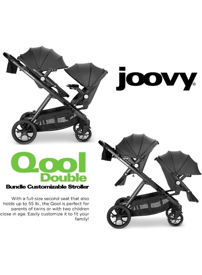 Joovy New Qool Double Stroller, Customizable Modular Stroller, Jet - Image 3