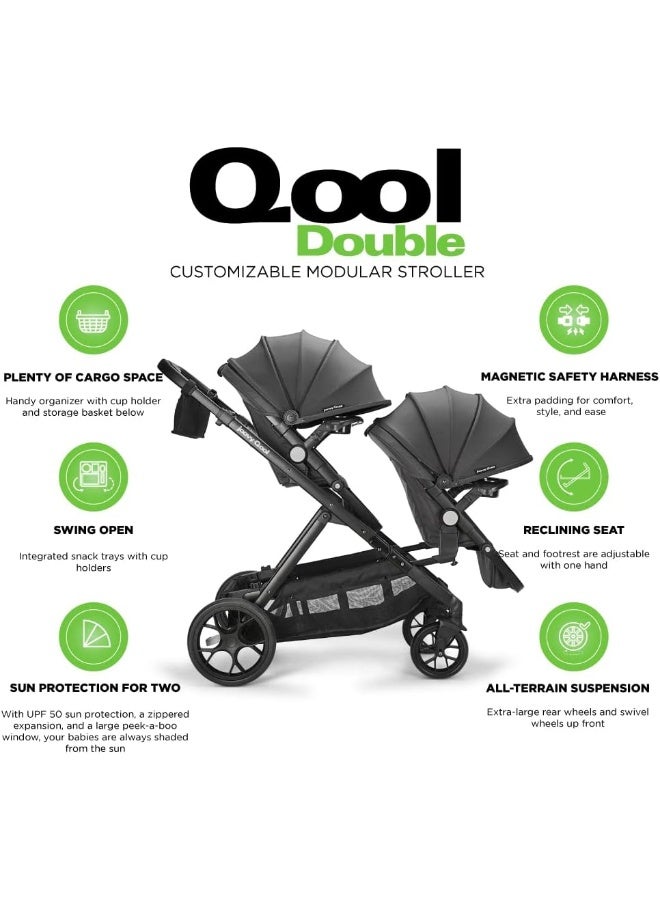 Joovy New Qool Double Stroller, Customizable Modular Stroller, Jet - Image 5