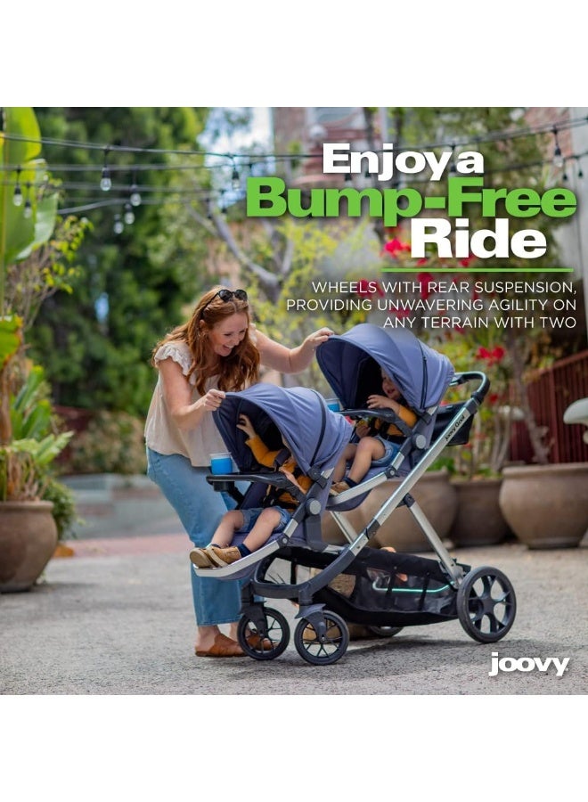 Joovy New Qool Double Stroller, Customizable Modular Stroller, Jet - Image 4