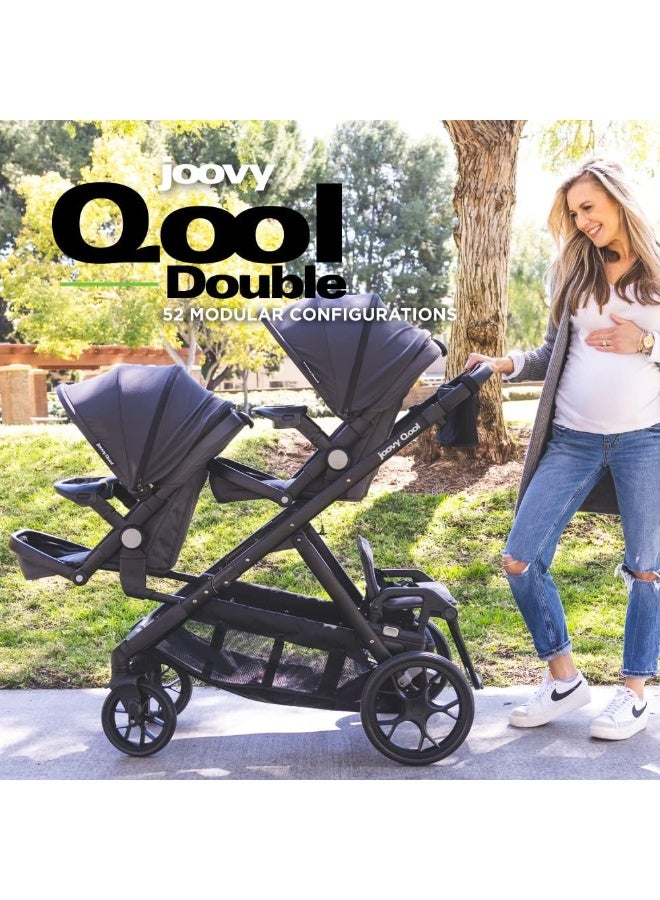 Joovy New Qool Double Stroller, Customizable Modular Stroller, Jet - Image 2