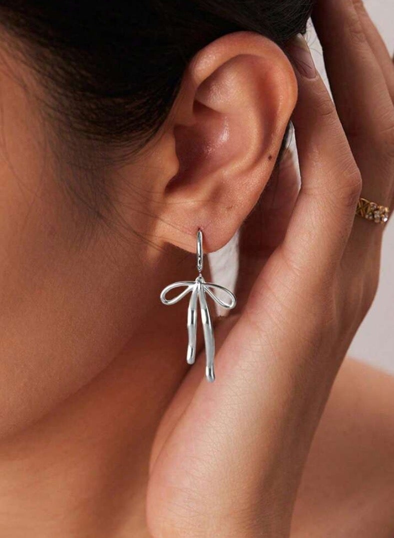 إيكوال حلق نسائي انيق مصنوع من الاستانلس ستيل باللون الفضي - Image 1